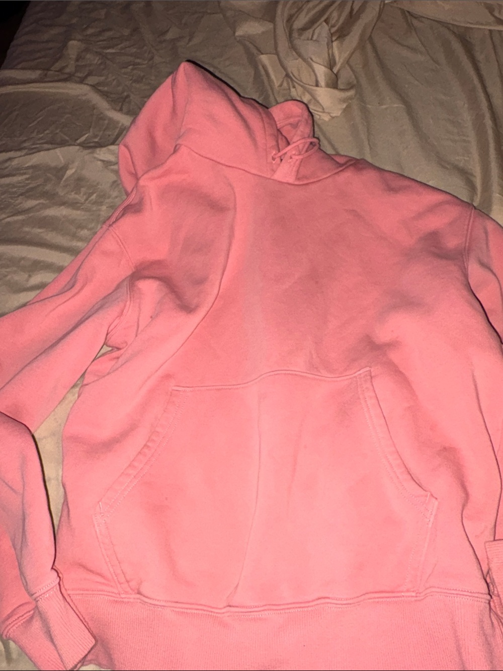 Women's Pink Hooded Sweatshirt with Kangaroo Pocket